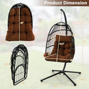 Patio Hanging Egg Chair with Stand Waterproof Cover and Folding Basket-Brown by LJGDeals