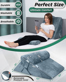 LX6 3-Piece Compact Support for Reading, Rest & Leg Elevation, Wedge Pillow Set, Stone Navy with Aloe Vera