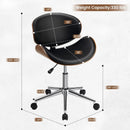Adjustable Leather Office Chair Swivel Bentwood Desk Chair with Curved Seat-Black by LJGDeals