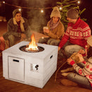 34 Inch Square Concrete Propane Fire Pit Table with Lava Rocks and Cover 50 000 BTU-Gray by LJGDeals