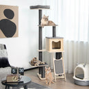 5-Tier Modern Wood Cat Tower with Washable Cushions-Gray by LJGDeals
