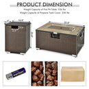 32 x 20 Inch Propane Rattan Fire Pit Table Set with Side Table Tank and Cover by LJGDeals