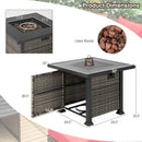 32 Inch Square Propane Fire Pit Table with Lava Rocks Cover by DirectDeals