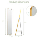 Full Length Wall Mounted Body Mirror with Free Standing Stand-Golden by LJGDeals