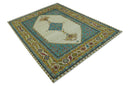 Custom Made Traditional Serapi Design Ivory And Blue Hand Knotted Wool Rug