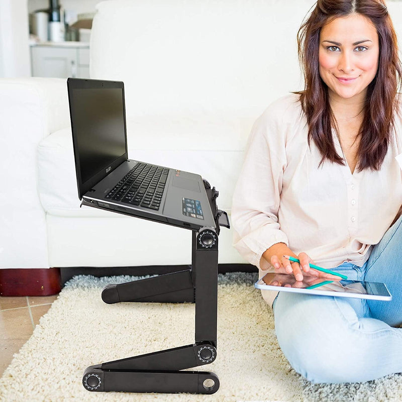 Foldable Adjustable Portable Laptop Table Stand Ergonomic Desk with Mouse Pad