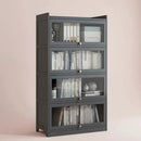 Tall Bamboo Bookshelf with Acrylic Doors, 4 Tier Storage Cabinet by 2Dropme