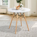 Round Modern Dining Table with Solid Wooden Leg-White by LJGDeals
