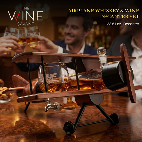 Whiskey & Wine Decanter Airplane Set - Large 21", photo 2 of 8