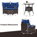 4 Pieces Patio Rattan Furniture Set Cushioned Sofa Glass Table by LJGDeals