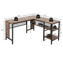 Industrial L-Shaped Corner Computer Desk Office Workstation with Storage Shelves by LJGDeals