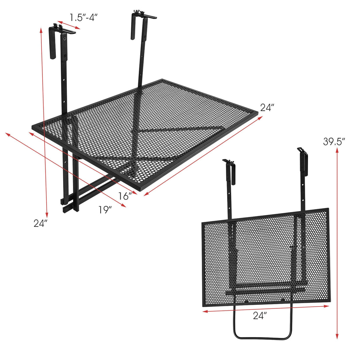 Railing Folding Table with 5-Level Adjustable Heights, photo 5 of 6