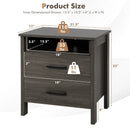 Modern Wood Grain Nightstand with Cable Hole and Open Compartment by LJGDeals