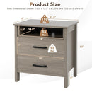Modern Wood Grain Nightstand with Cable Hole and Open Compartment by LJGDeals