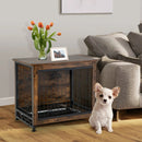 Wooden Dog Crate Furniture with Tray and Double Door-Brown by LJGDeals