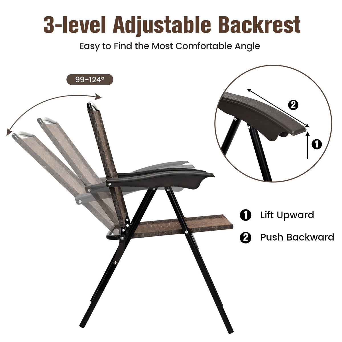 4 Pieces Folding Dining Chairs with Smooth Armrests and Sling Back, photo 6 of 8