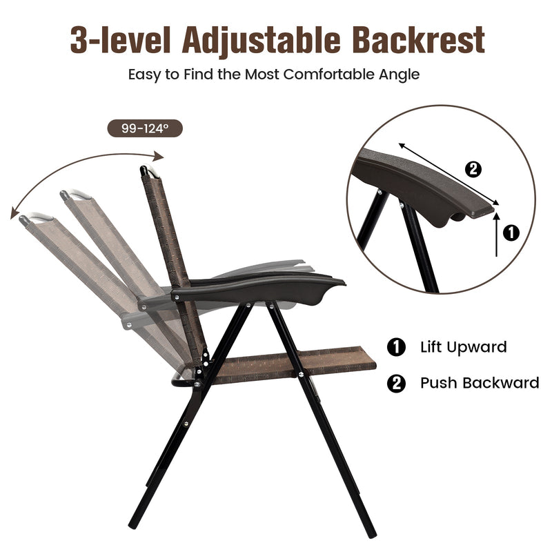 4 Pieces Folding Dining Chairs with Smooth Armrests and Sling Back, photo 6 of 8