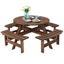 Patio 8 Seat Wood Picnic Dining Seat Bench Set by LJGDeals