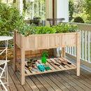 47 Inch Wooden Raised Garden Bed with Bottom Shelf and Bed Liner by LJGDeals