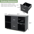 2 Drawer Wood Mobile File Cabinet with 4 Open Compartments-Black by LJGDeals