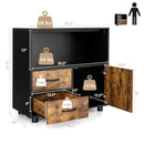 Kitchen Storage Buffet Sideboard with Wine Rack and Glass Holder-Black by LJGDeals