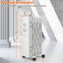 1500W Oil Filled Space Heater with Universal Wheels and 3-Level Heat-White by LJGDeals