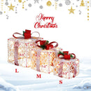 Set of 3 Christmas Lighted Gift Boxes Decorations with Red Bowknots by LJGDeals
