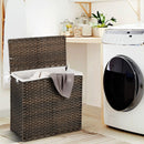 10L 3-Section Laundry Hamper with Liner Bag and Handle-Brown by LJGDeals