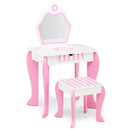 2-in-1 Toddler Vanity Set with Detachable Top & Cute Flower Patterns-White by LJGDeals