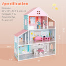 3-Tier Toddler Doll House with Furniture Gift for Age over 3 by DirectDeals