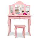 Kids Makeup Dressing Mirror Vanity Table Stool Set by LJGDeals