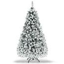 Pre-Lit Premium Snow Flocked Hinged Artificial Christmas Tree by LJGDeals