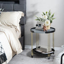 2-Tier Round Side Table with Removable Tray and Metal Frame for Small Space-Golden by DirectDeals