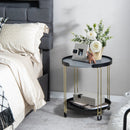 2-Tier Round Side Table with Removable Tray and Metal Frame for Small Space-Golden by LJGDeals
