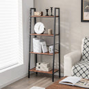 4-Tier Freestanding Open Bookshelf with Metal Frame and Anti-toppling Device-Rustic Brown by LJGDeals
