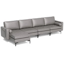 Modular L-shaped 4-Seat Sectional Sofa with Reversible Chaise and 2 USB Socket by DirectDeals