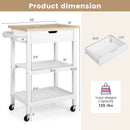 3-Tier Kitchen Island Cart Rolling Service Trolley with Bamboo Top by LJGDeals