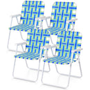 4 Pieces Folding Beach Chair Camping Lawn Webbing Chair by LJGDeals