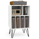 Freestanding Record Player Stand Record Storage Cabinet with Metal Legs-White by LJGDeals