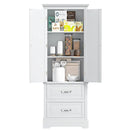 62 Inch Freestanding Bathroom Cabinet with Adjustable Shelves and 2 Drawers-White by LJGDeals