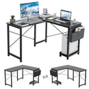 Modern Reversible Computer Desk with Storage Pocket and CPU Stand for Working Writing Gaming-Dark Gray by LJGDeals