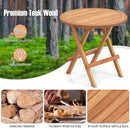 Round Patio Folding Coffee Table Indonesia Teak Wood with Slatted Tabletop by LJGDeals
