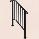 Outdoor Stair Handrail for 1–4 Steps, Adjustable Black Steel Railing by 2Dropme