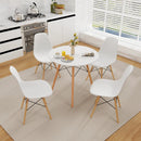 Round Modern Dining Table with Solid Wooden Leg-White by LJGDeals