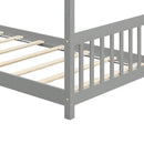 Twin Size Wooden House Bed with Roof by LJGDeals