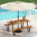 Outdoor Dining Table Set for 6 with 10 Feet Umbrella and Base by LJGDeals
