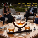 Etched World Decanter Whiskey Globe
