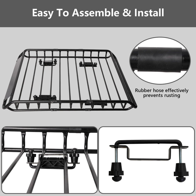 Universal Roof Rack Basket: 45 x 36 Inches Heavy-Duty Rooftop Cargo Rack, 150 lbs Cargo Carrier for SUV, Truck & Car - Black Luggage Holder