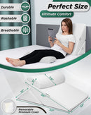 LX6 3-Piece Compact Support for Reading, Rest & Leg Elevation, Wedge Pillow Set, Pebble White