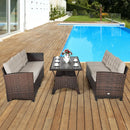3 Pieces Hand-Woven Rattan Outdoor Sofa Set with Dining Table by LJGDeals